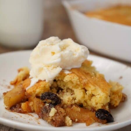 Apple and cherry cobbler on plate