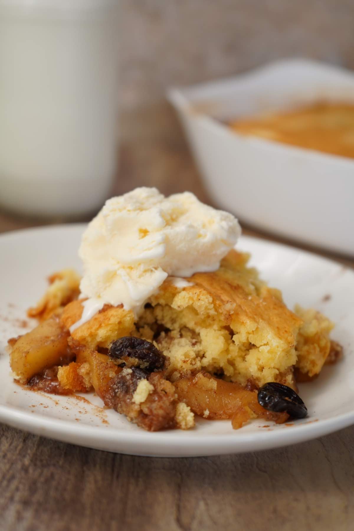 Apple and cherry cobbler on plate