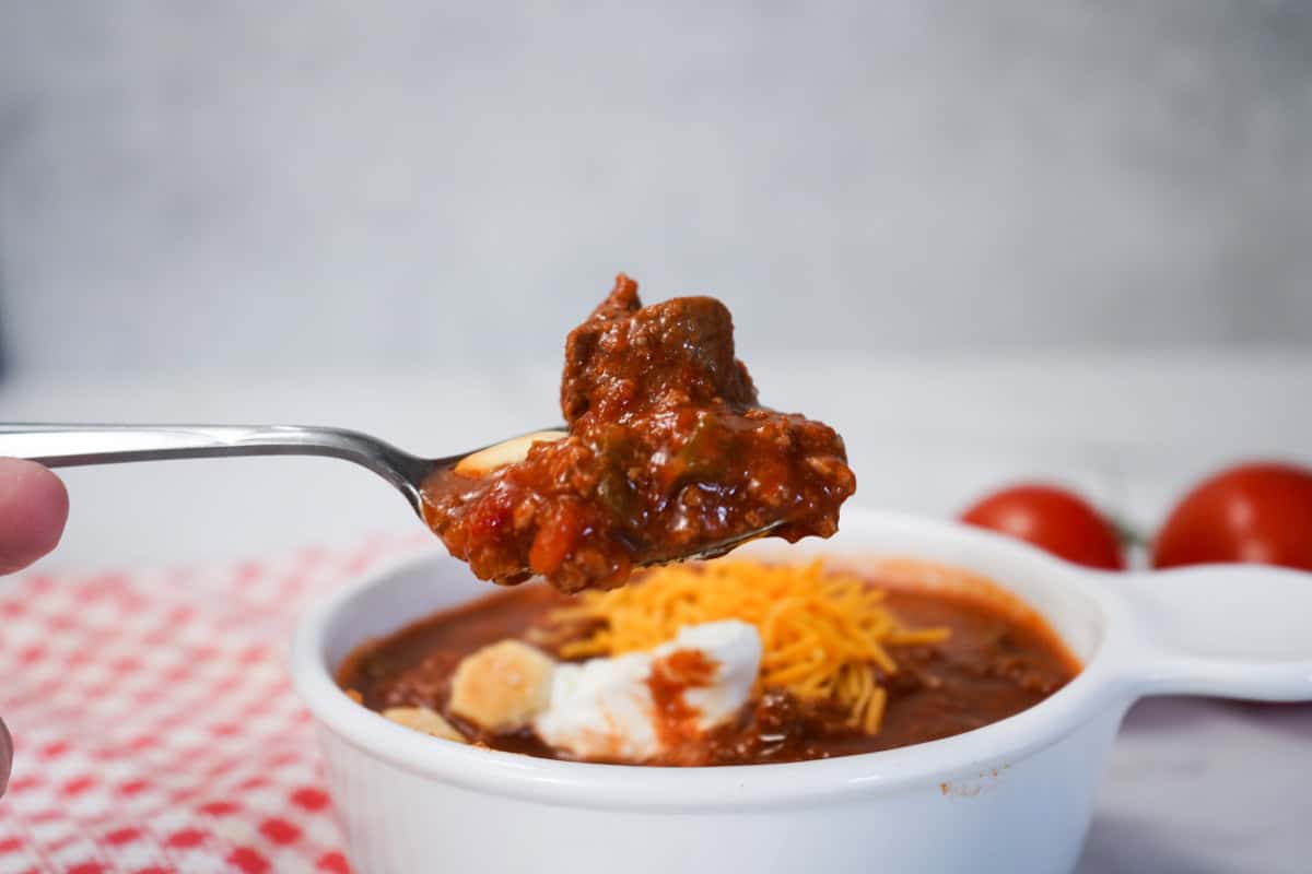 Chili on spoon