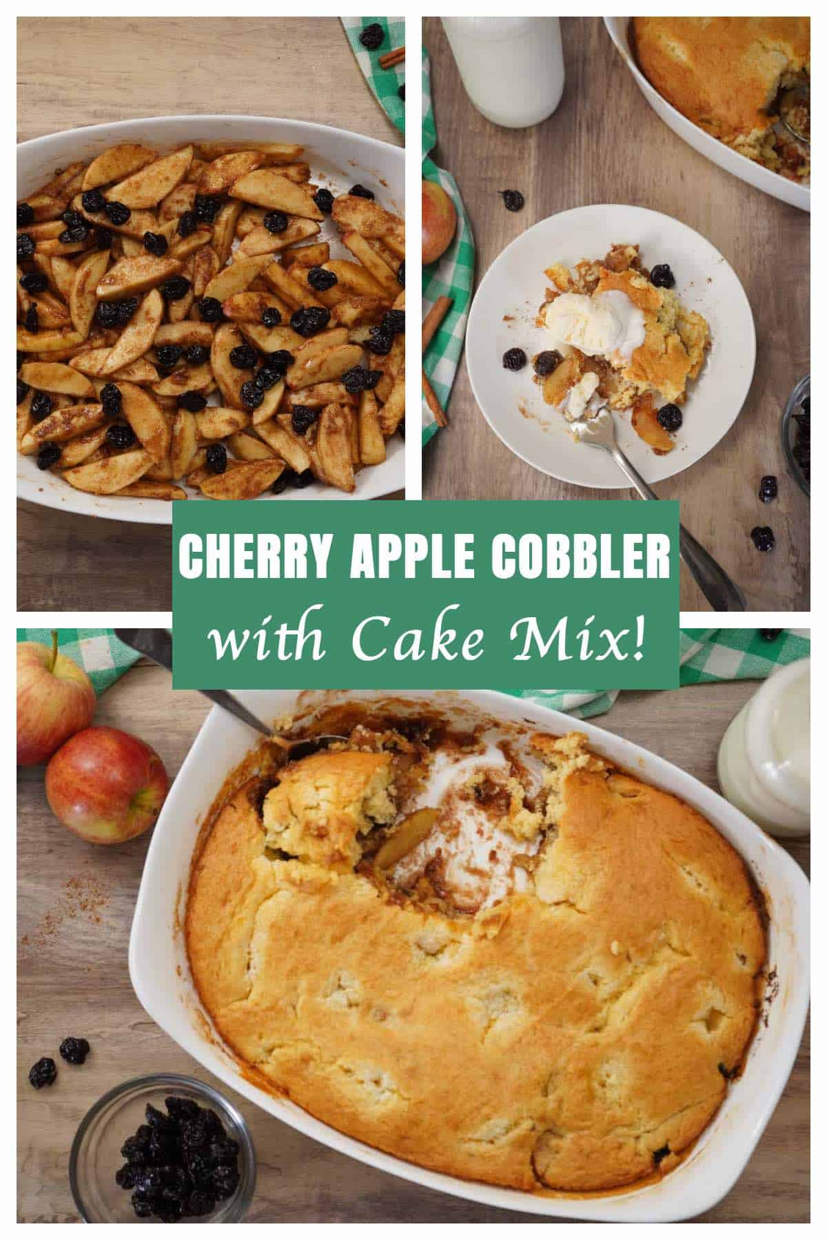 cherry apple cobbler collage