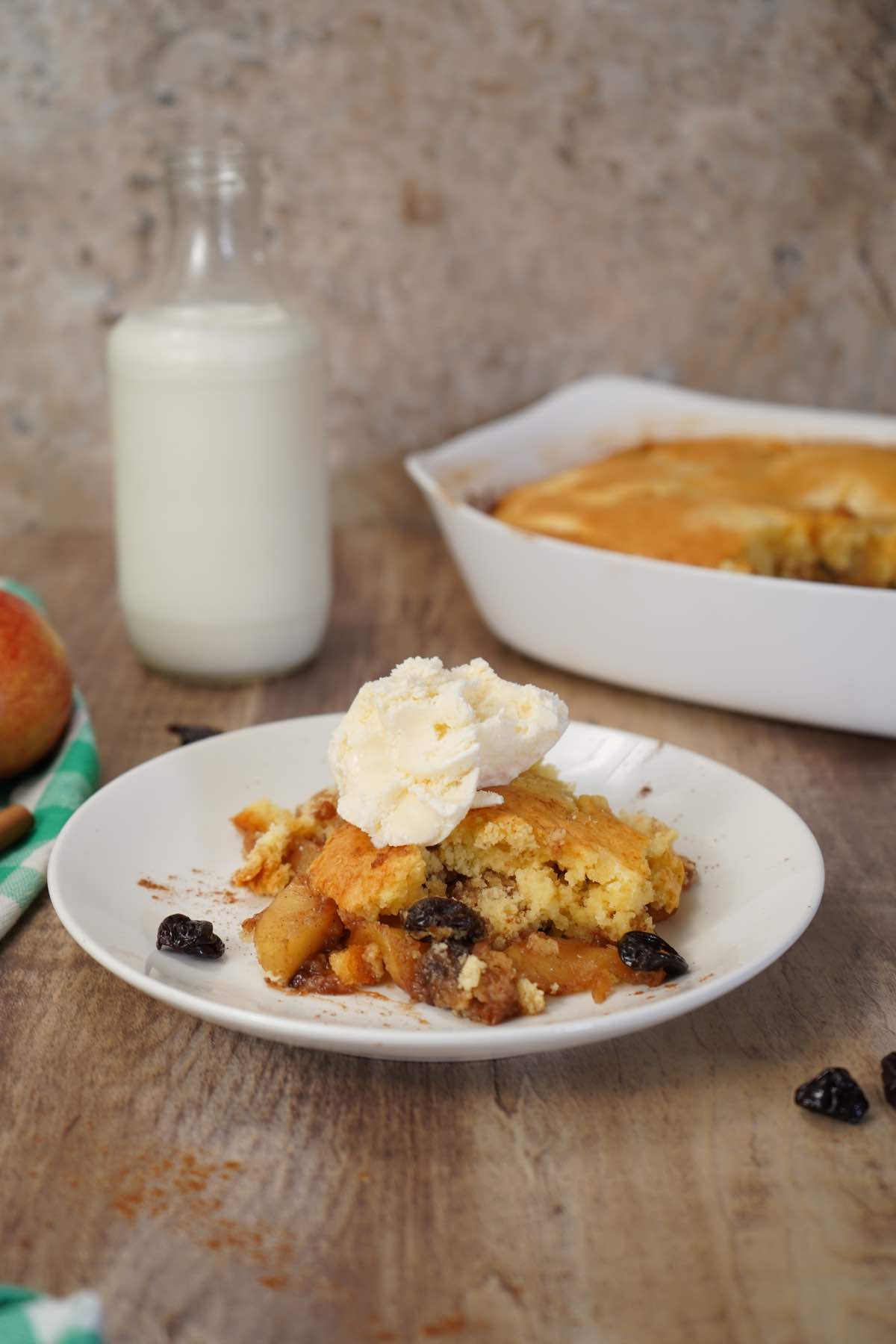 cobbler with ice cream served