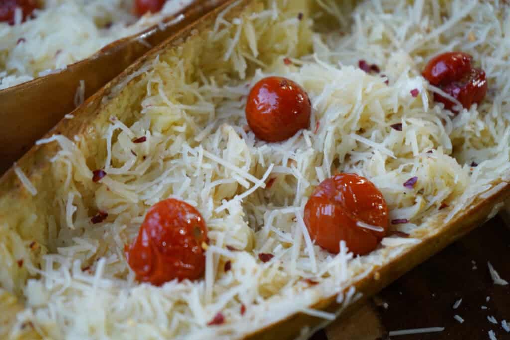 smoked spaghetti squash close up