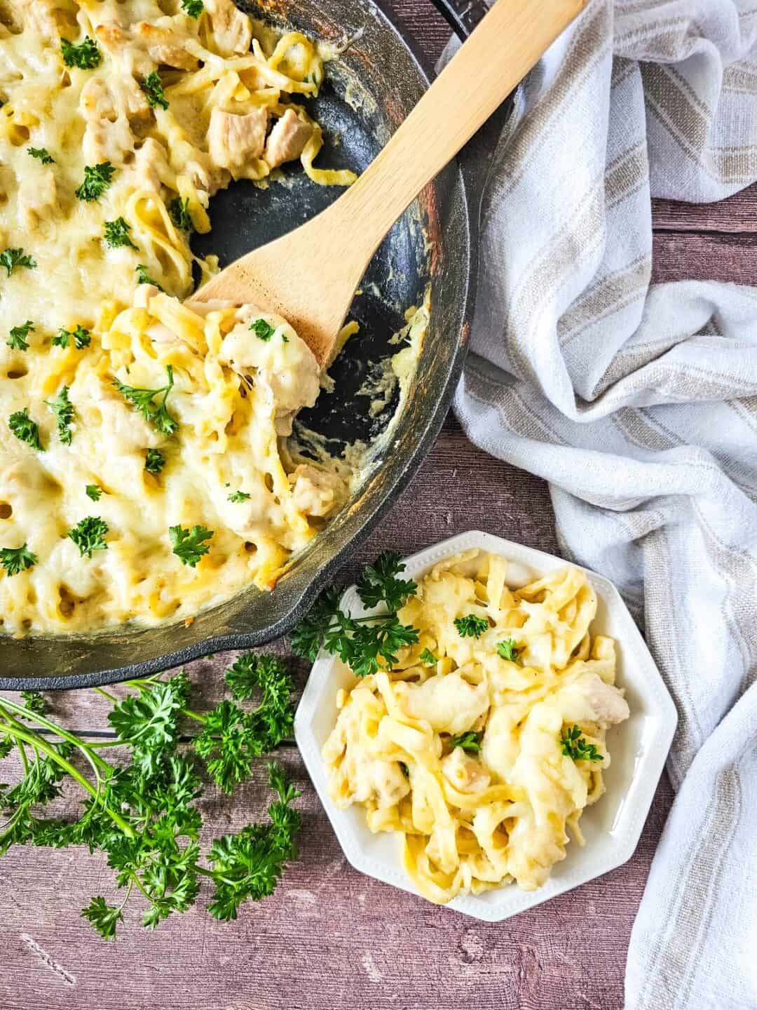Skillet Baked Chicken Alfredo - Stef's Eats and Sweets