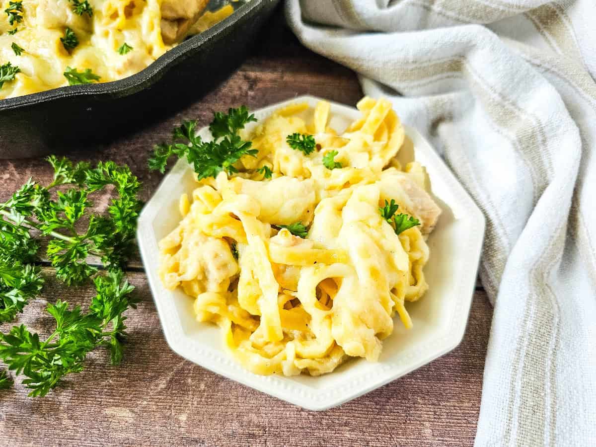 Iron Skillet Chicken Alfredo in bowl-2