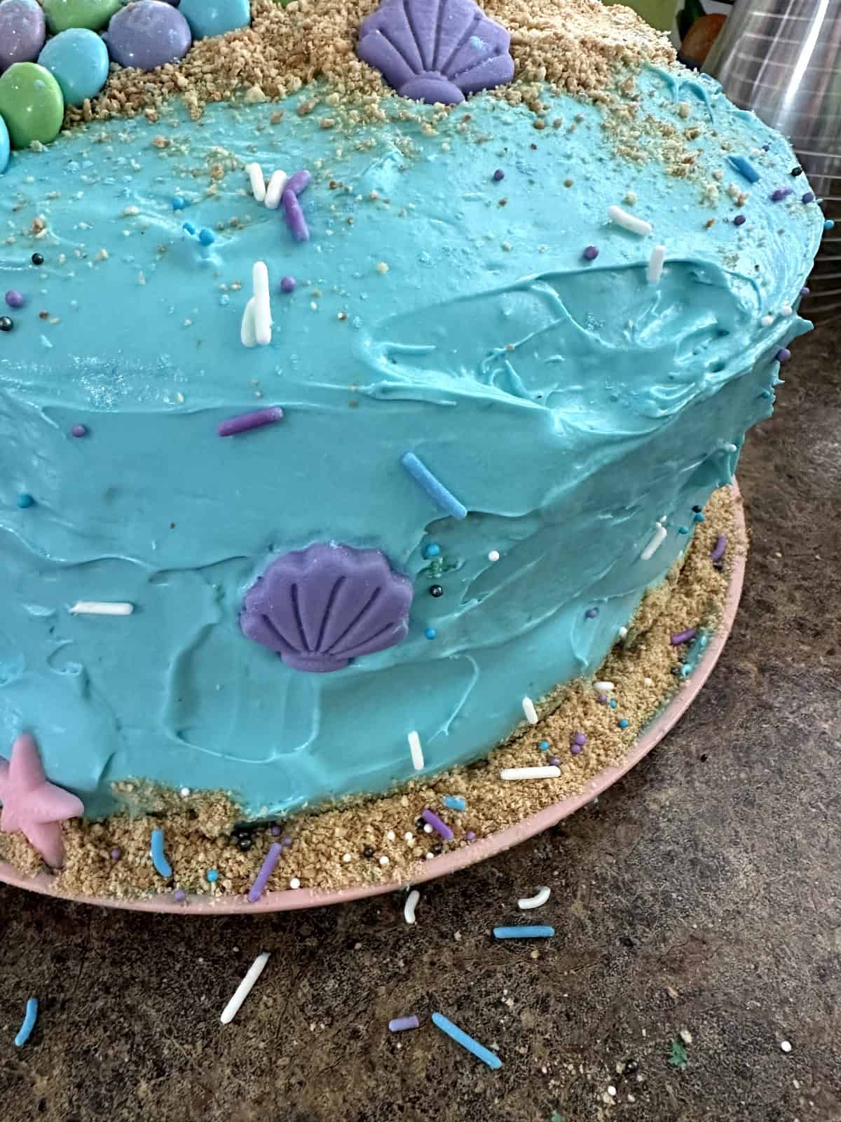 Mermaid cake with embellishments