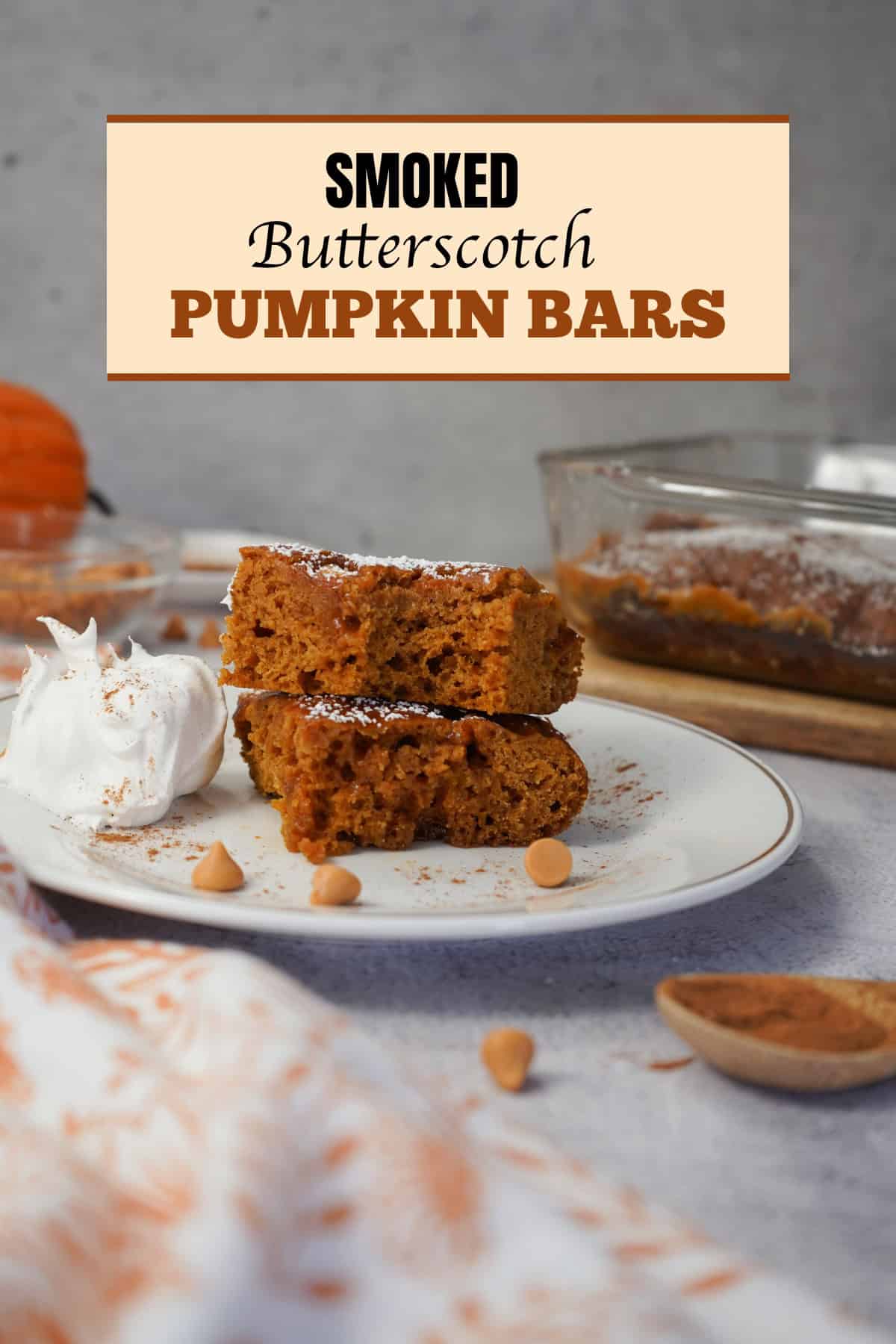 Vertical pumpkin bars with title