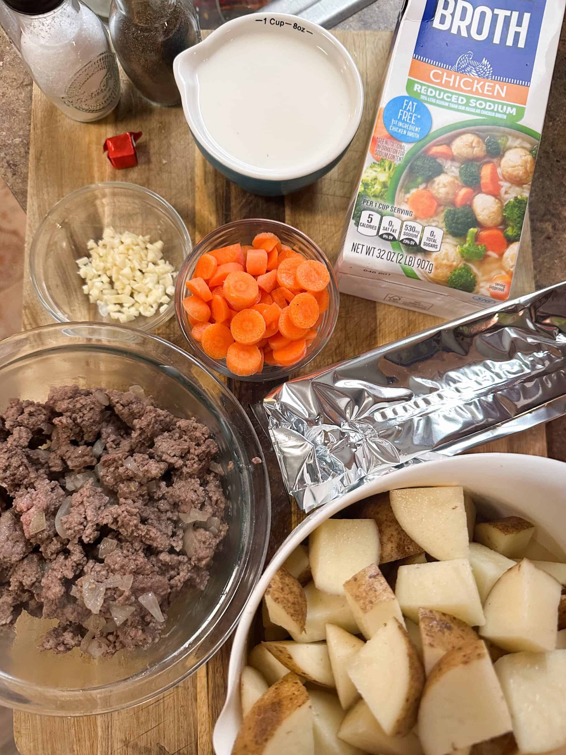 ingredients needed for slow cooker beef and potato soup 