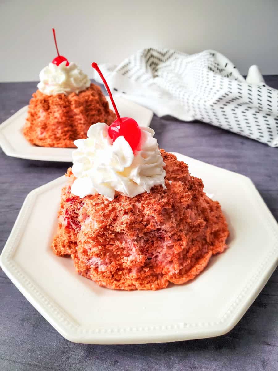 Cherry bundt cakes with whipped cream