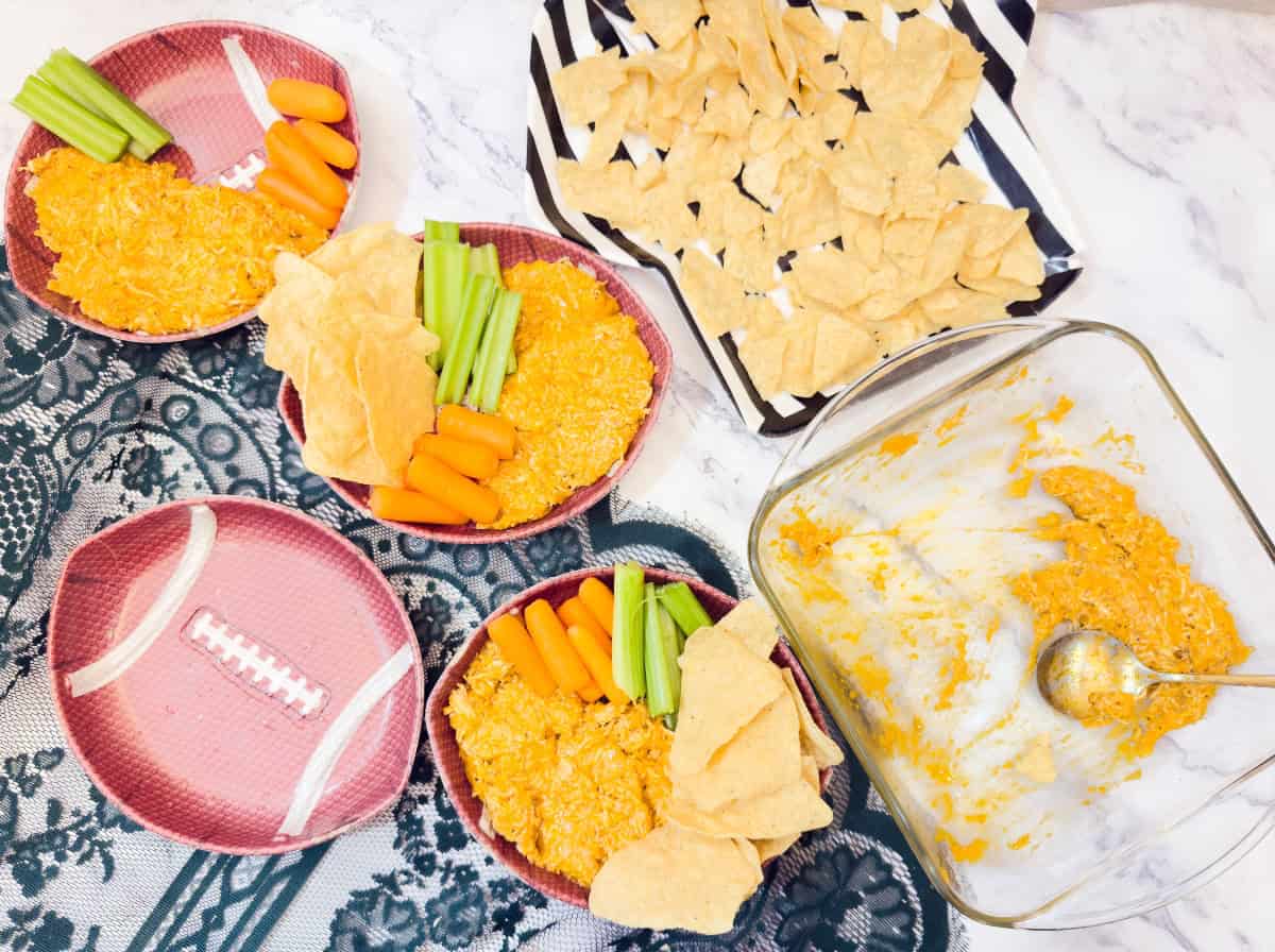 buffalo dip served in football bowls