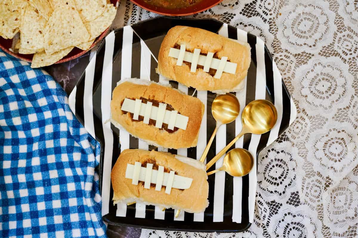 chili bread bowls football shaped