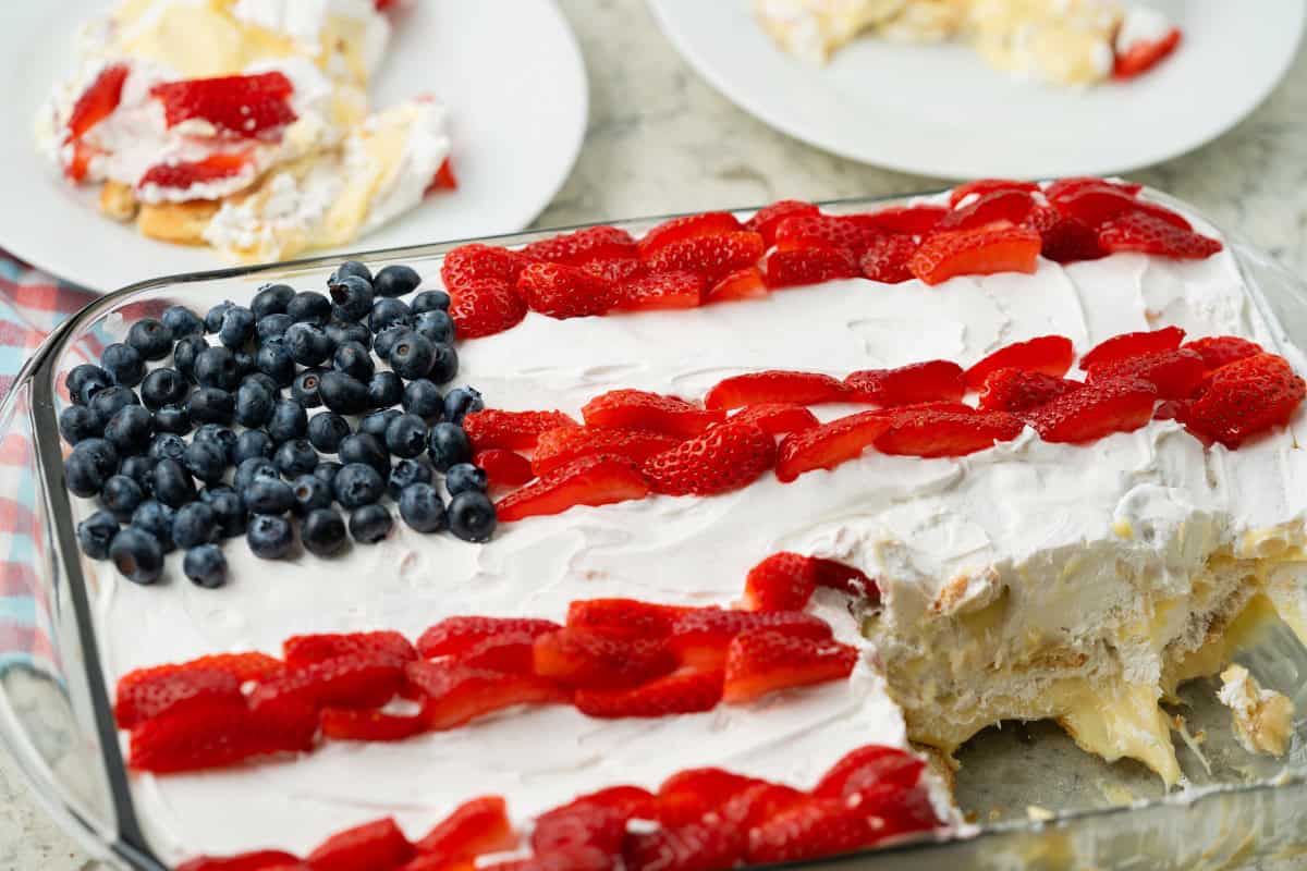 Patriotic pudding with some missing