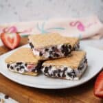 Strawberry & Chocolate Cool Whip Ice Cream sandwiches Vertical