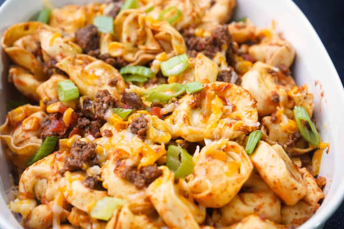 taco tortellini close up