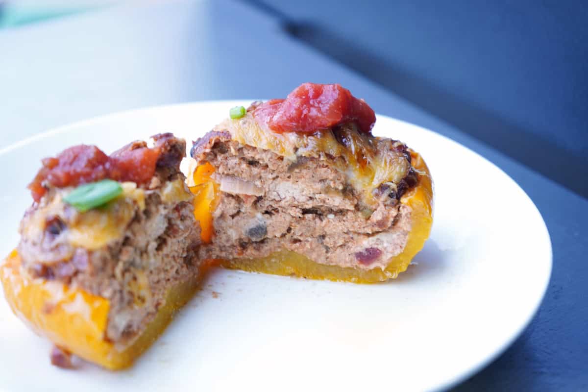 taco stuffed peppers cut in half