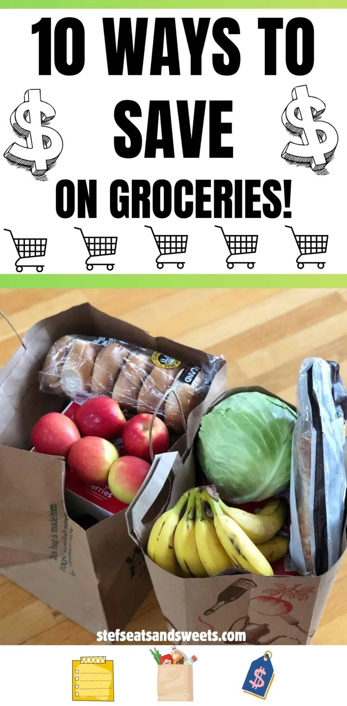 10 ways to save on groceries pin