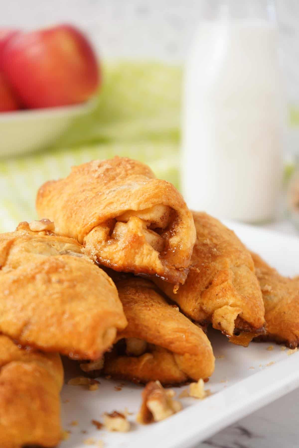 APPLE CRESCENT ROLLS vertical close up