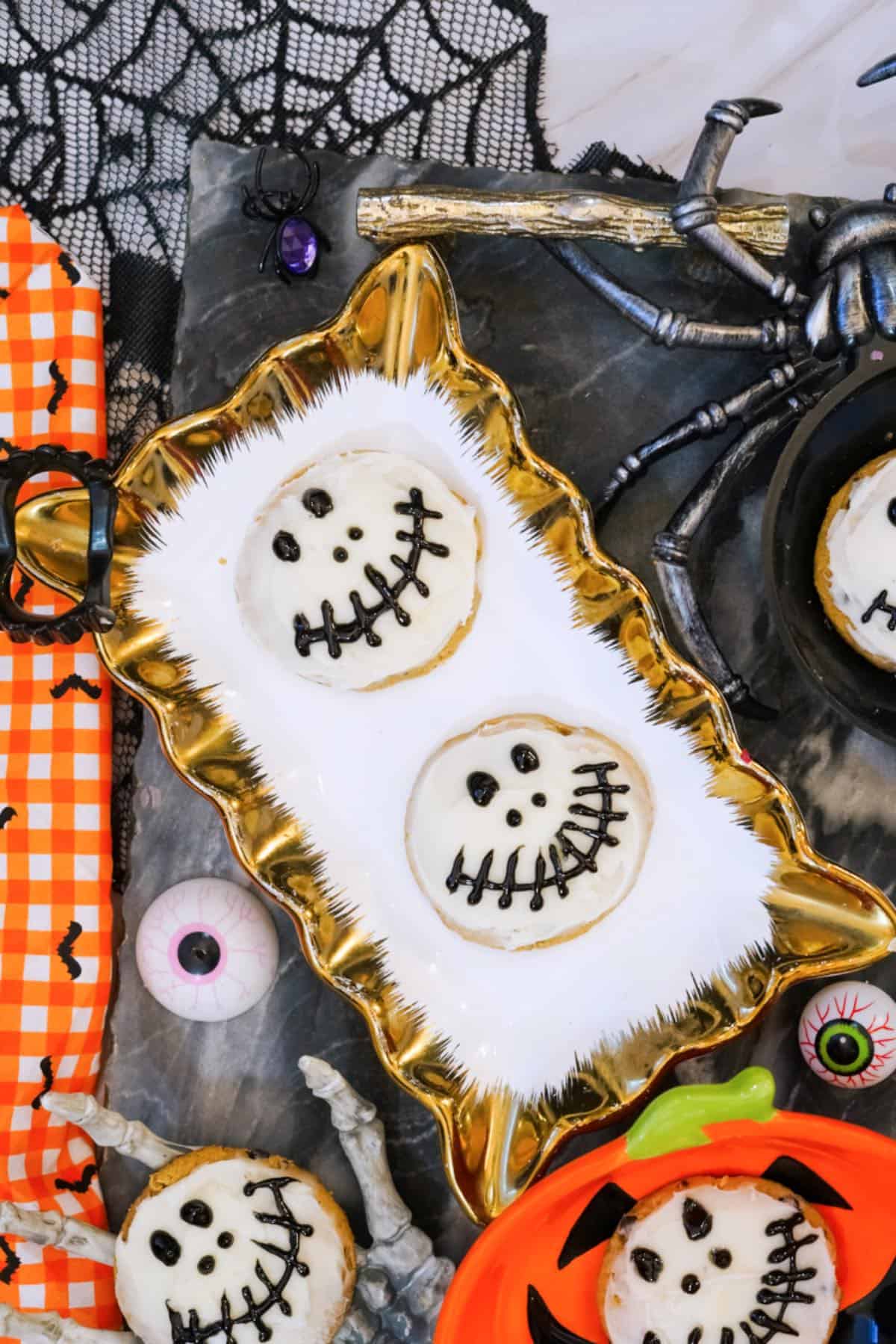 JACK Skellington cookies on plate
