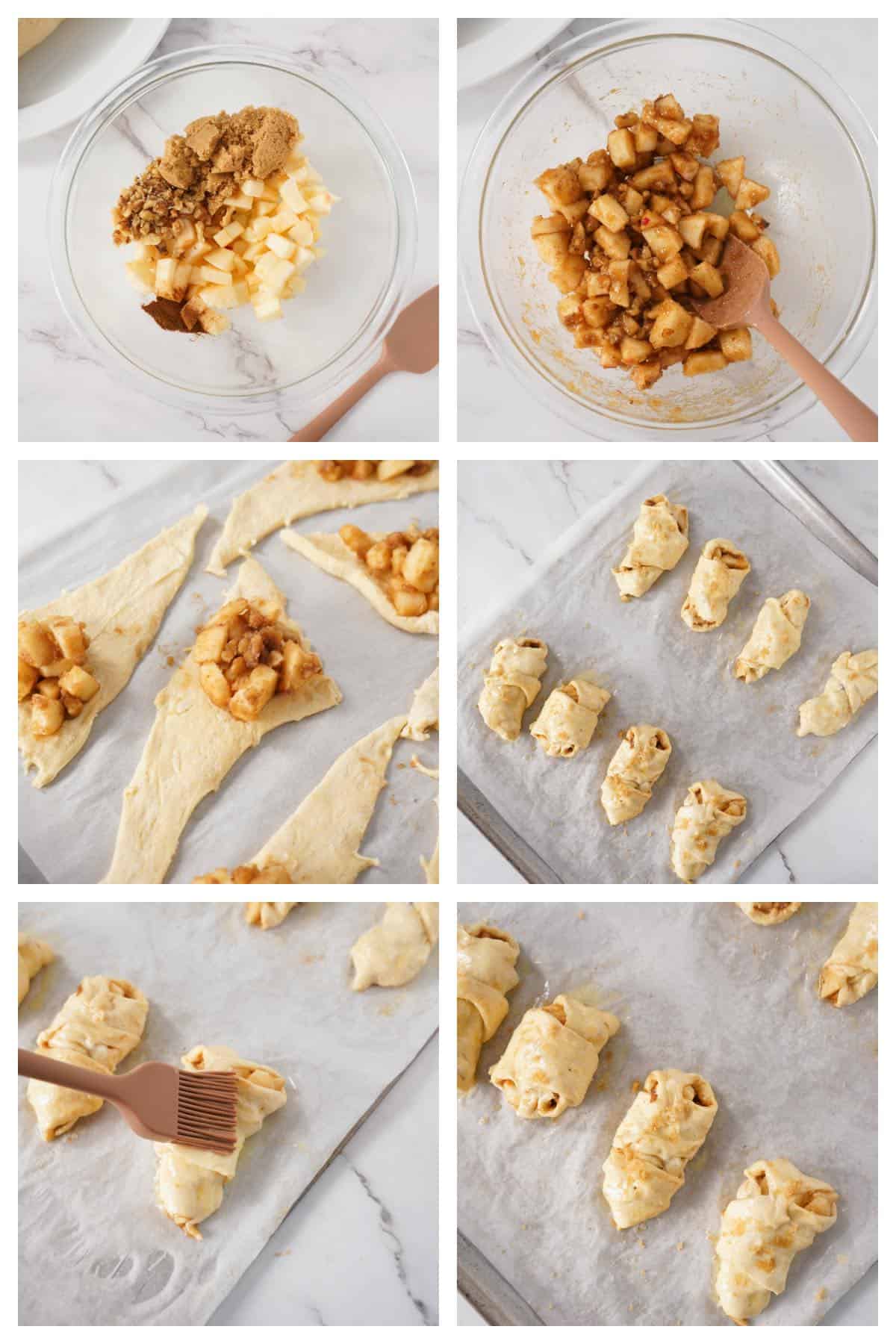 how to make apple walnut crescent rolls step by step