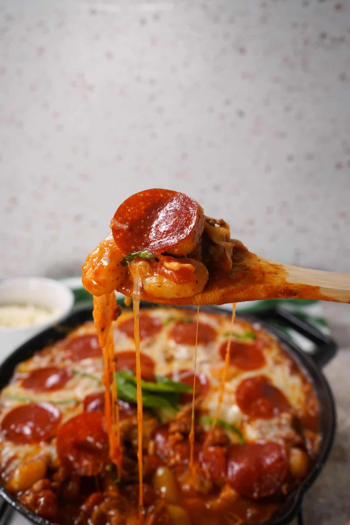 Pizza Gnocchi on spoon