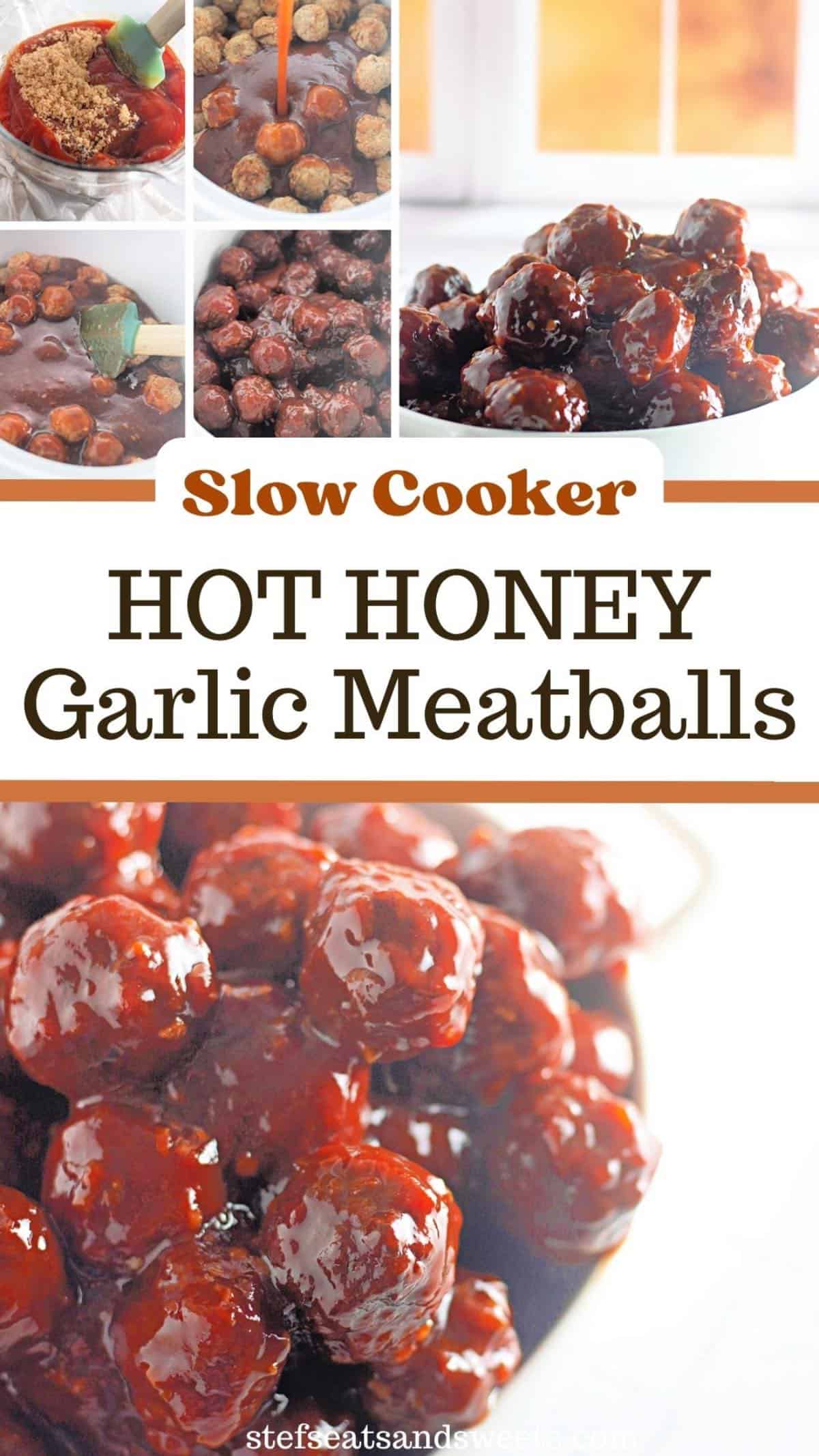 hot honey garlic meatballs pin