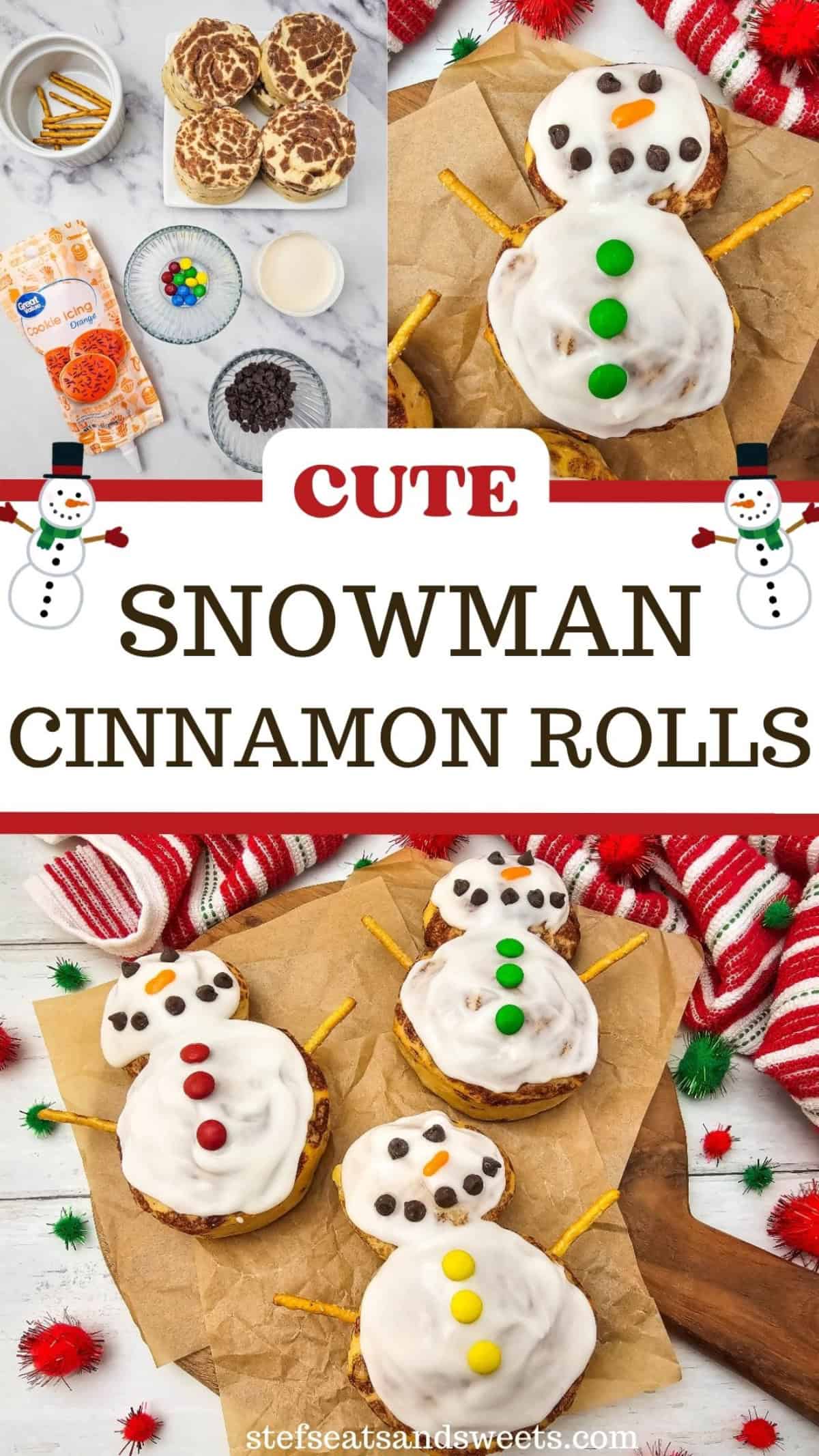 Snowman cinnamon roll pin
