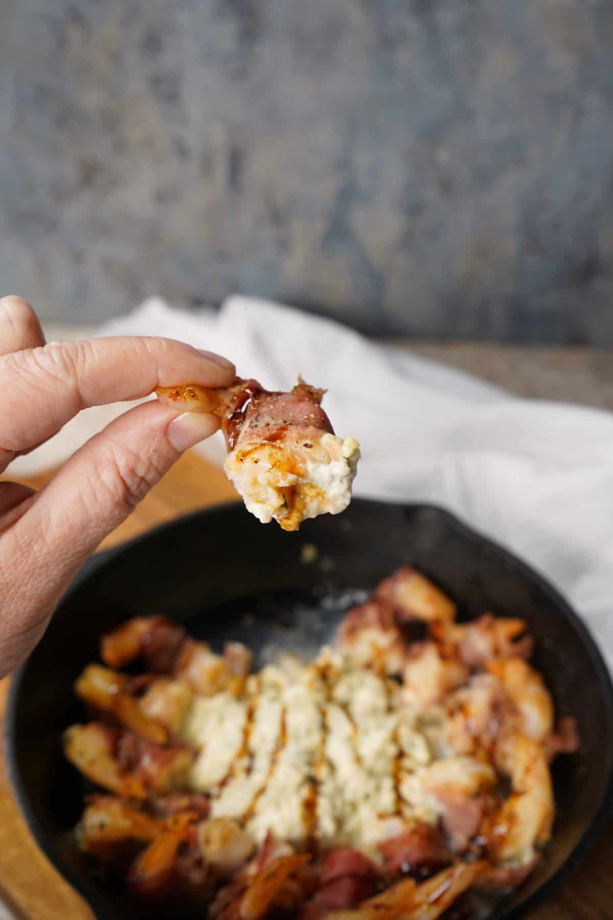 Stuffed shrimp in hand