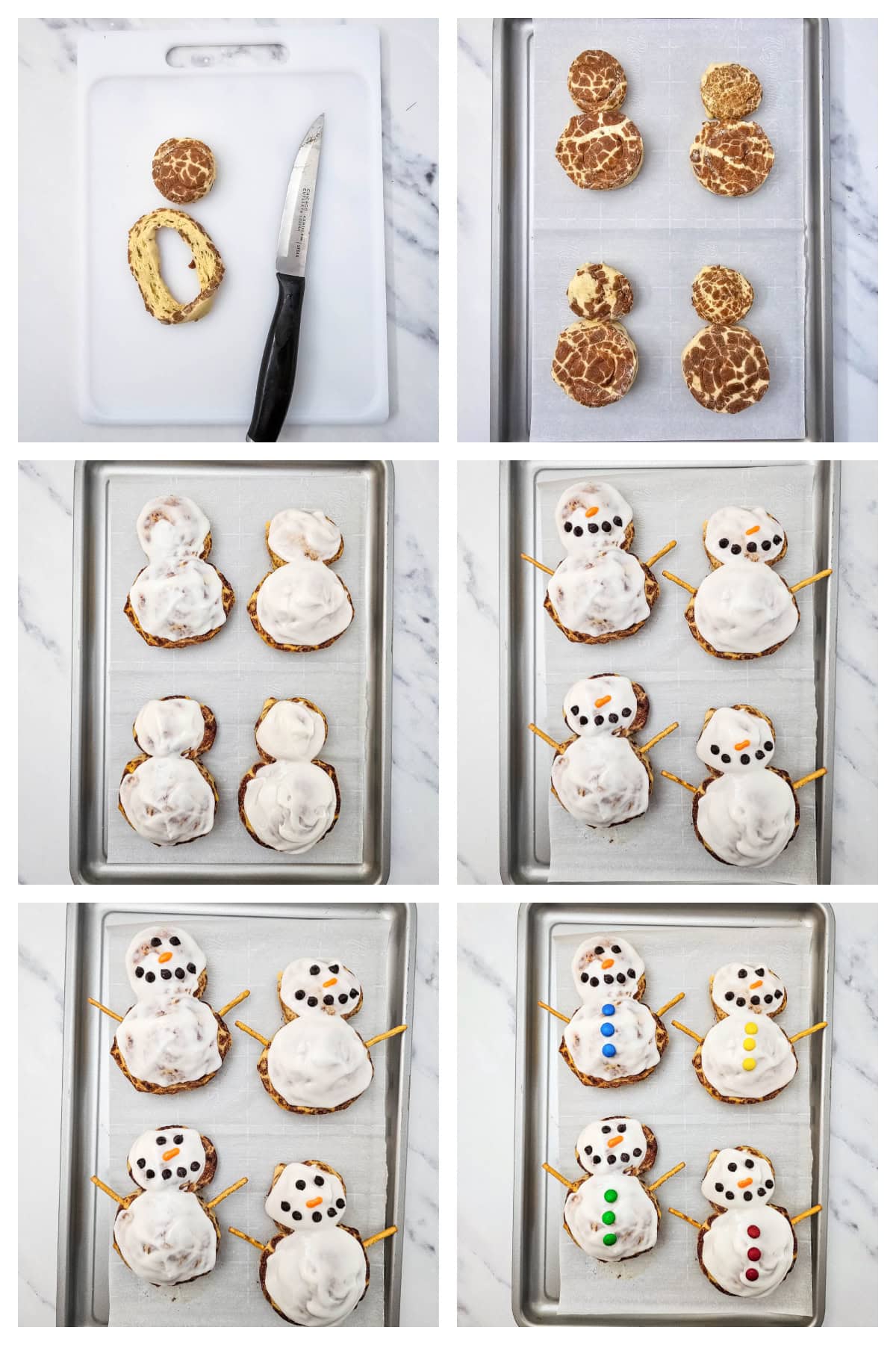 how to make snowman cinnamon rolls