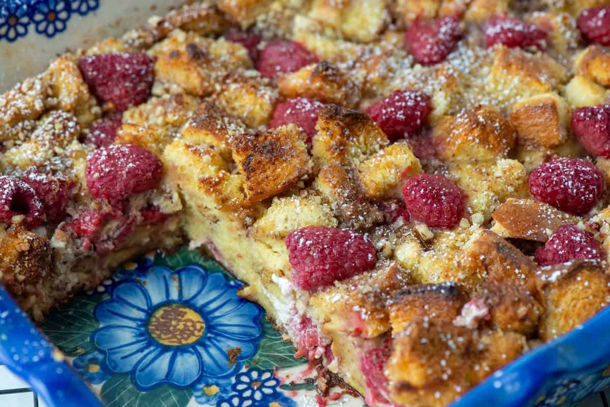 baked raspberry French toast casserole