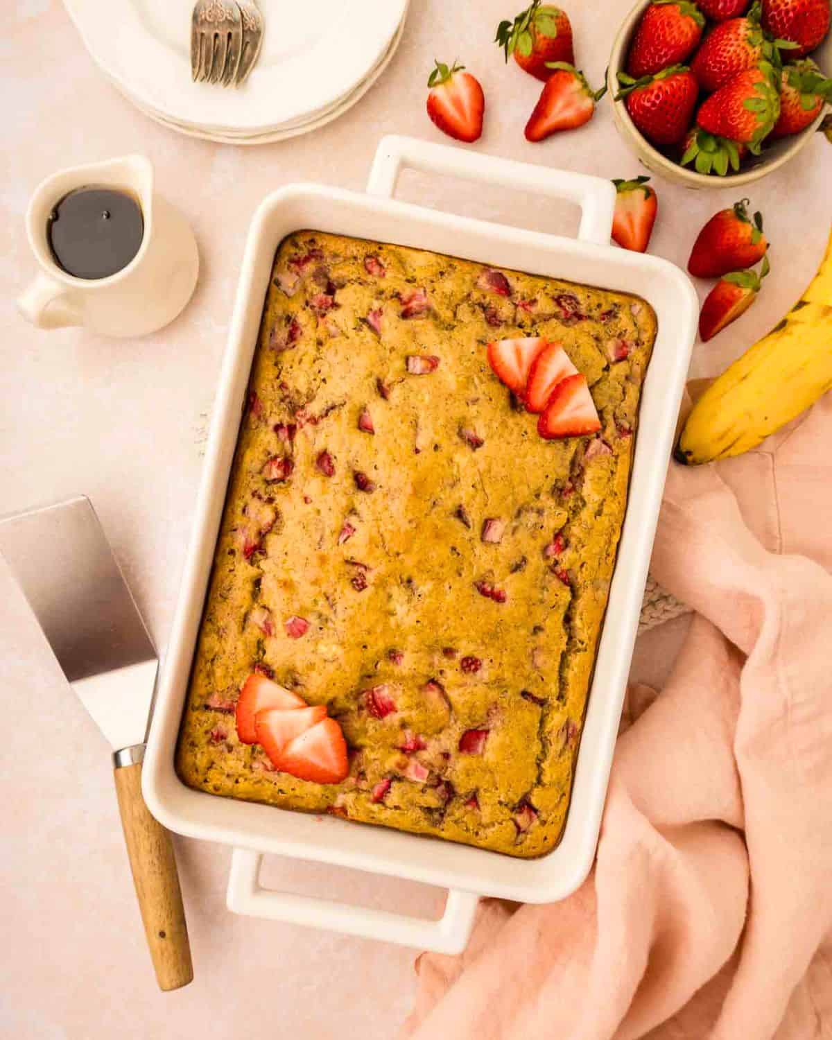 Strawberry Banana Pancake Casserole