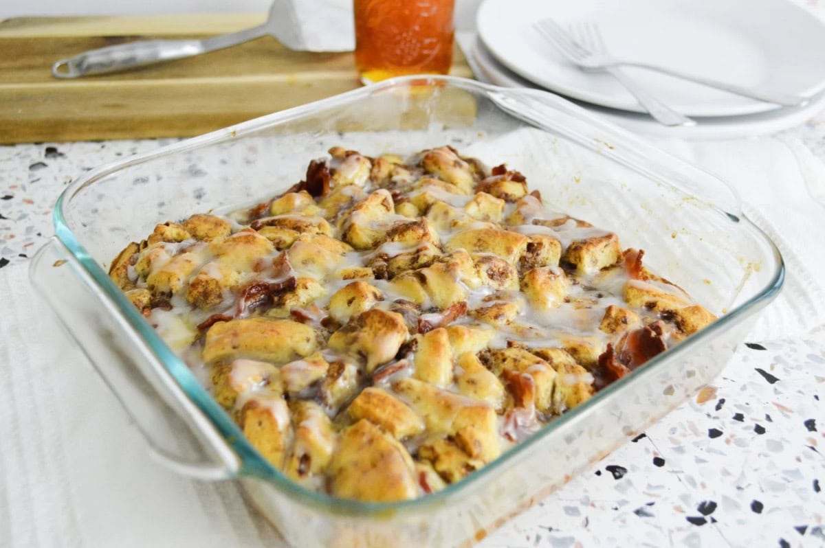 bacon and cinnamon roll casserole