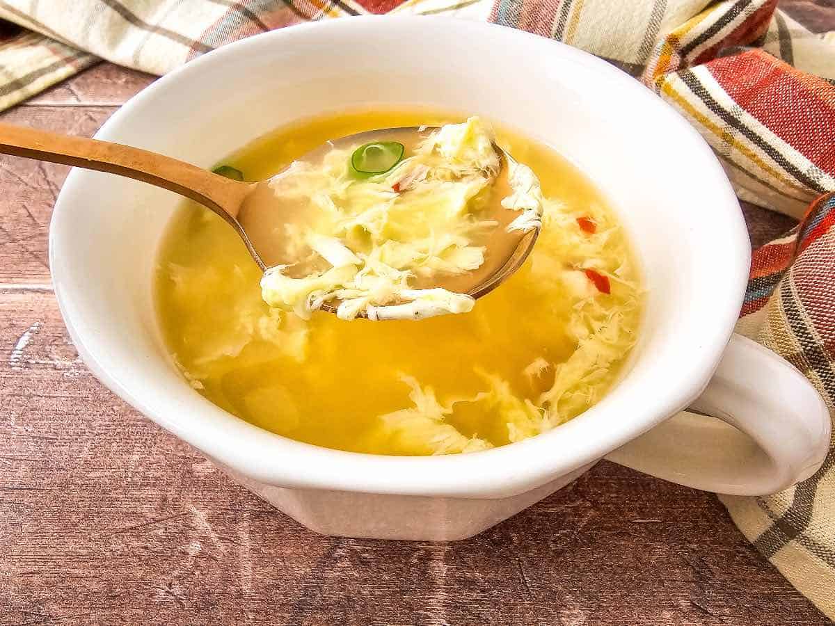 Egg Drop Soup on spoon