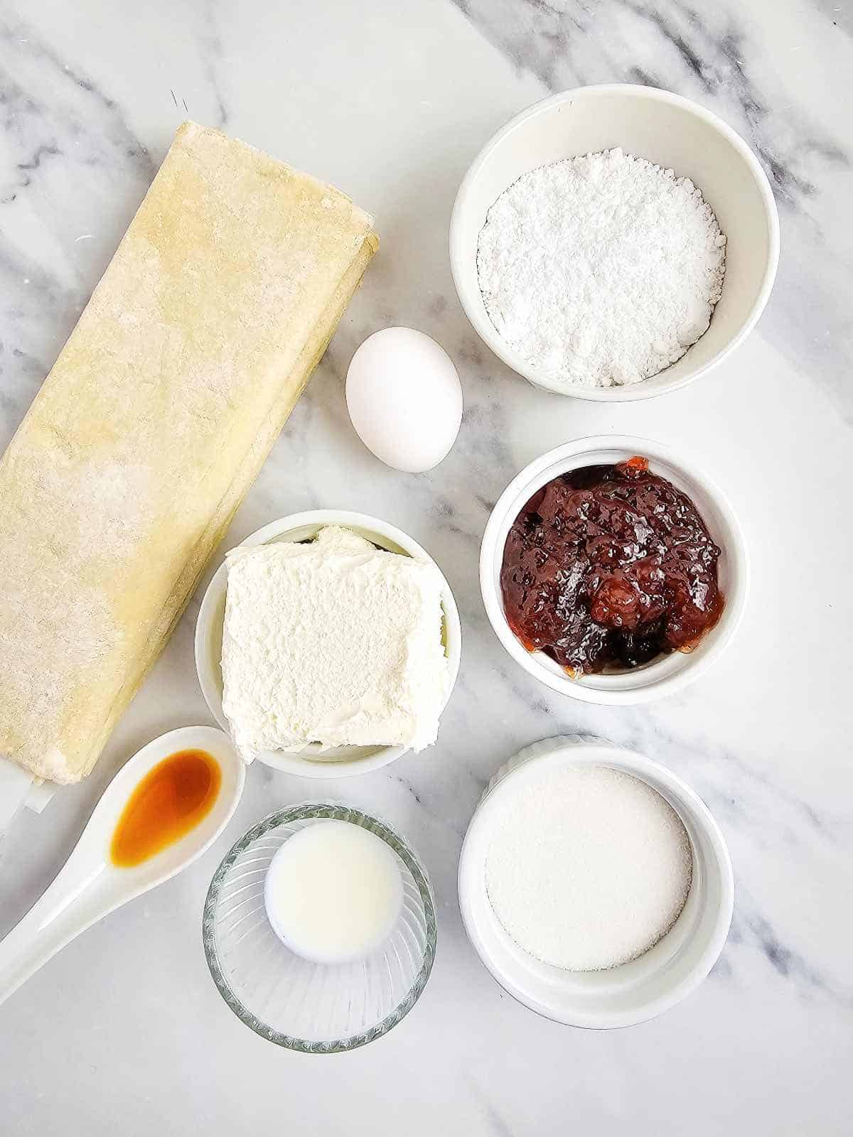 ingredients needed for strawberry cheesecake danish 