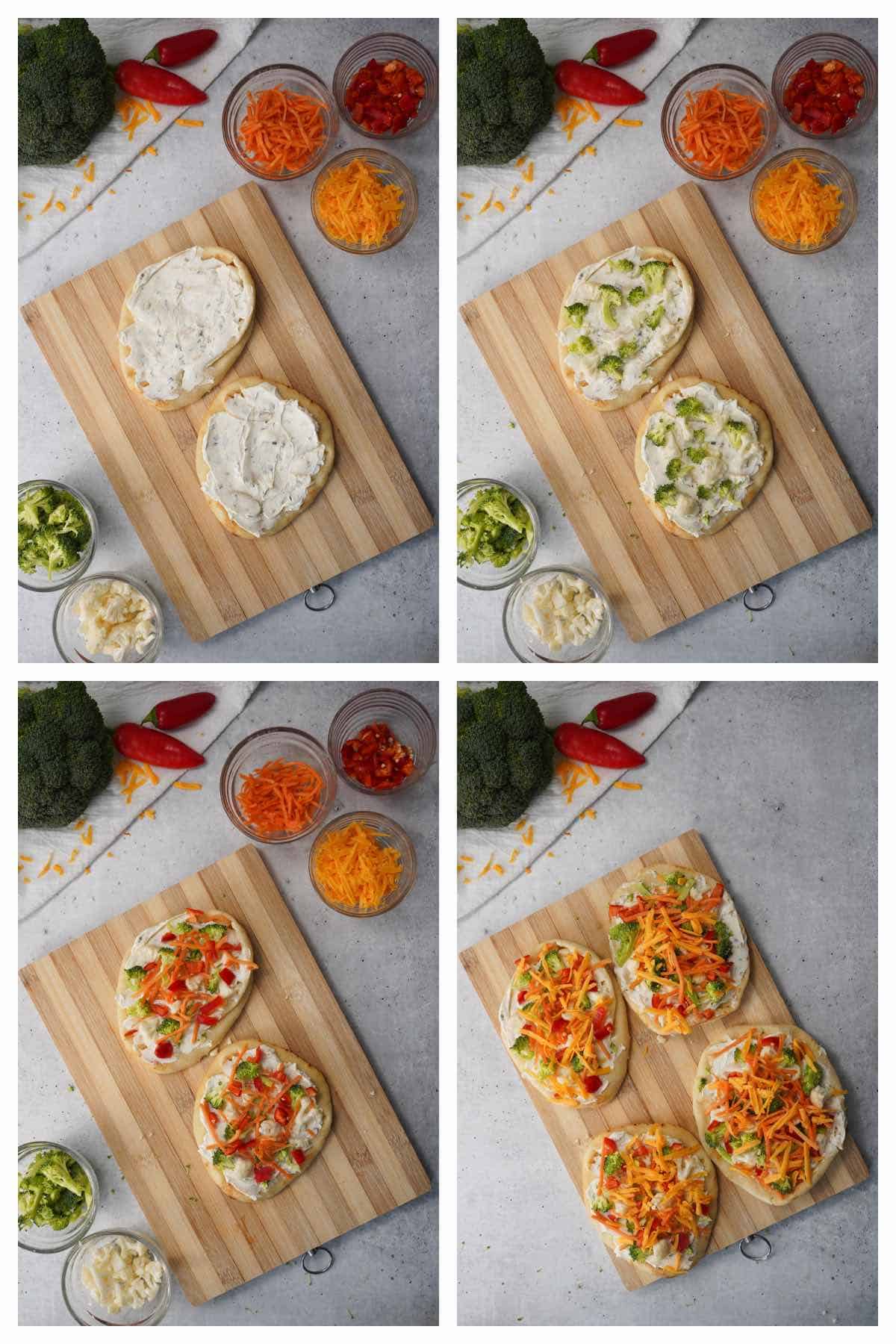 how to make veggie naan pizzas