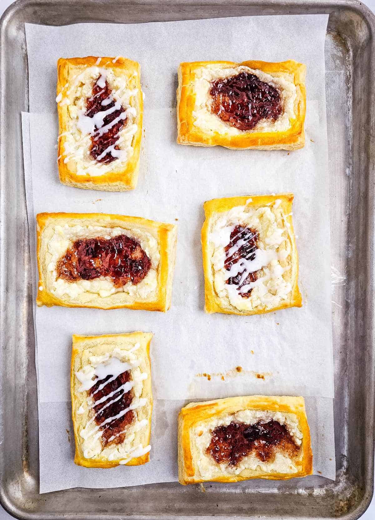 strawberry danish with icing drizzle