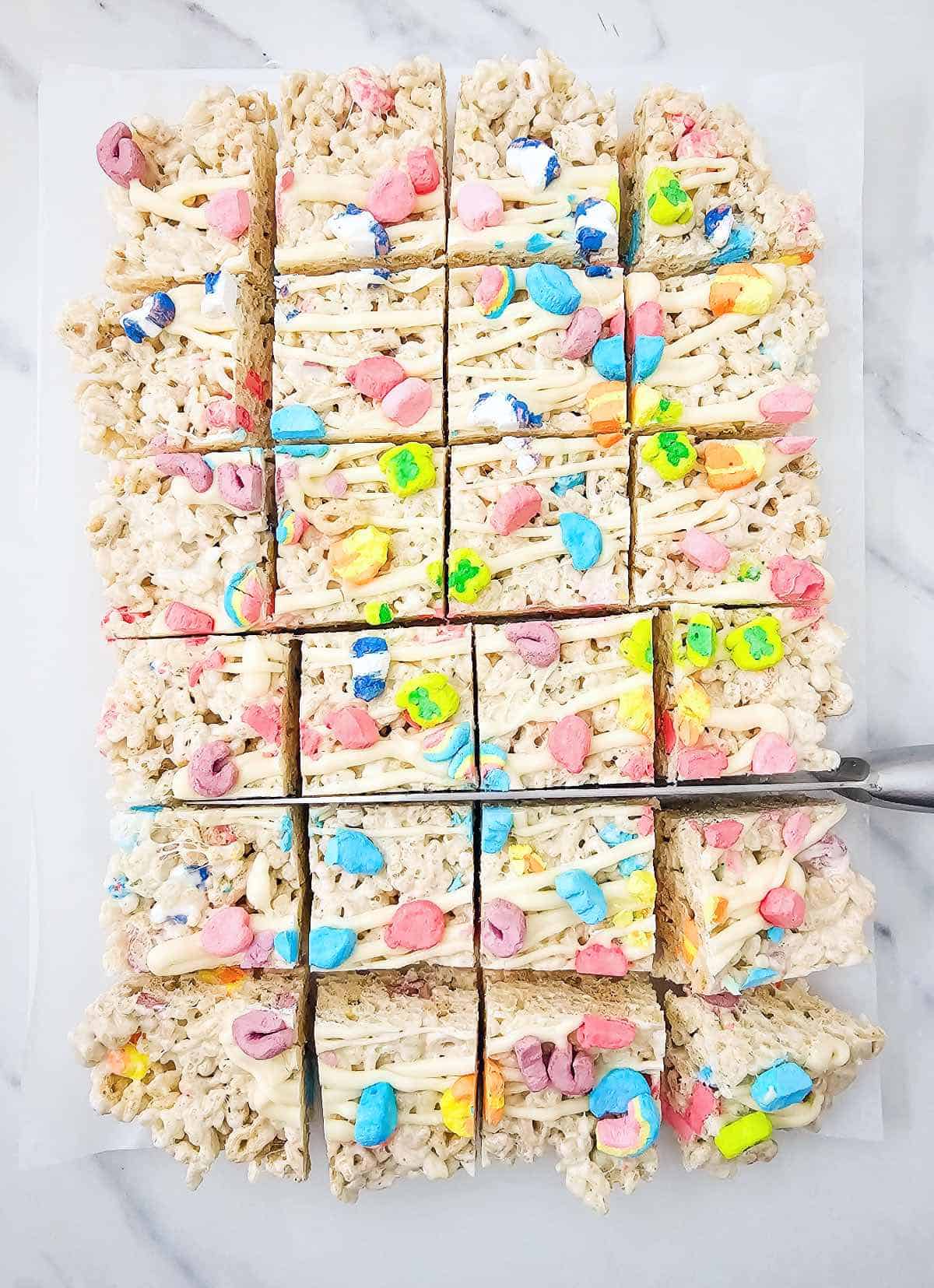Lucky Charm Rice Krispies Sliced