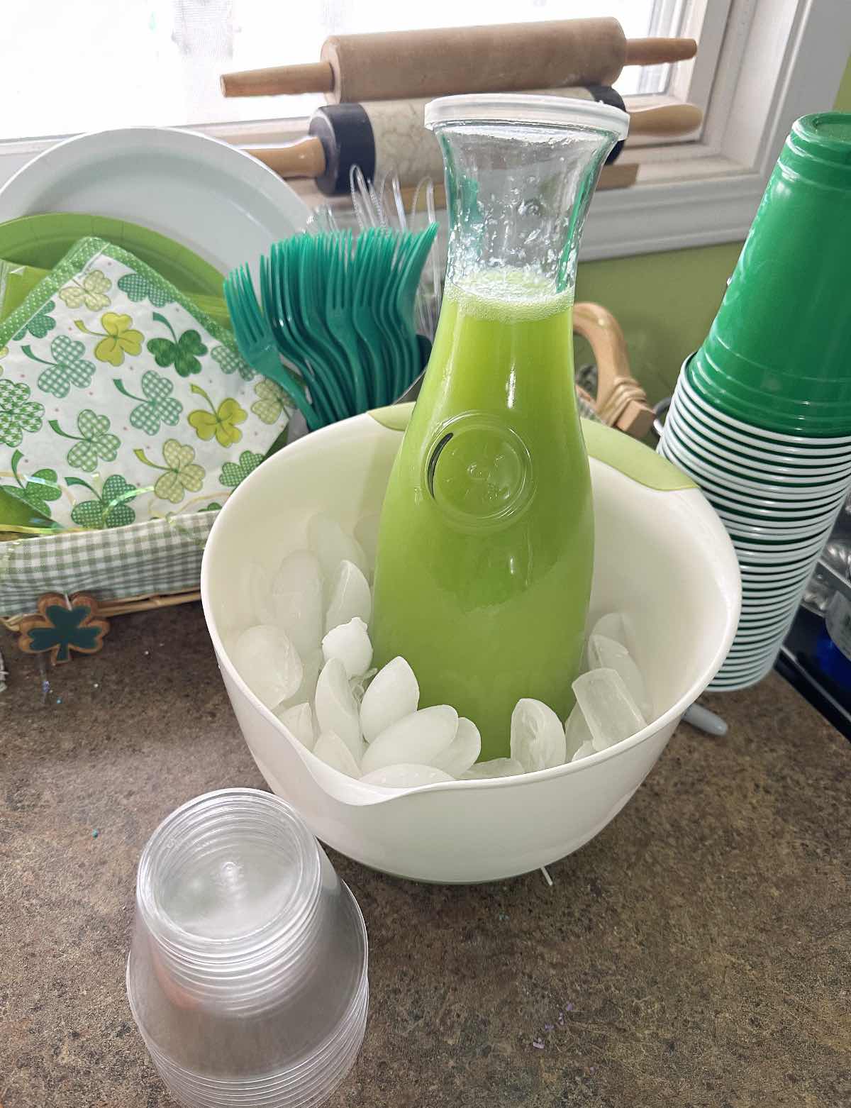 Pitcher of mimosas for Saint Patricks day