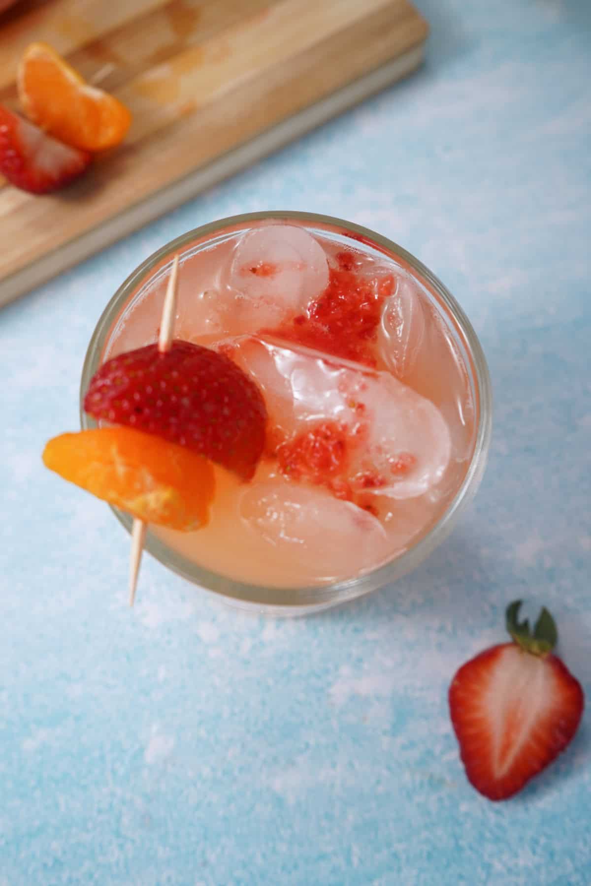 strawberry puree in a tequila sunrise 