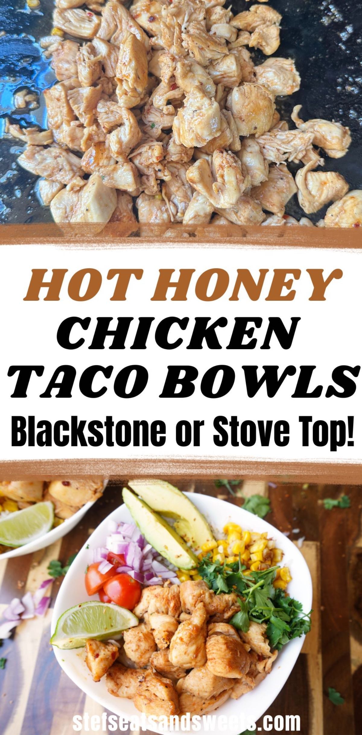 Hot honey chicken taco bowls pin