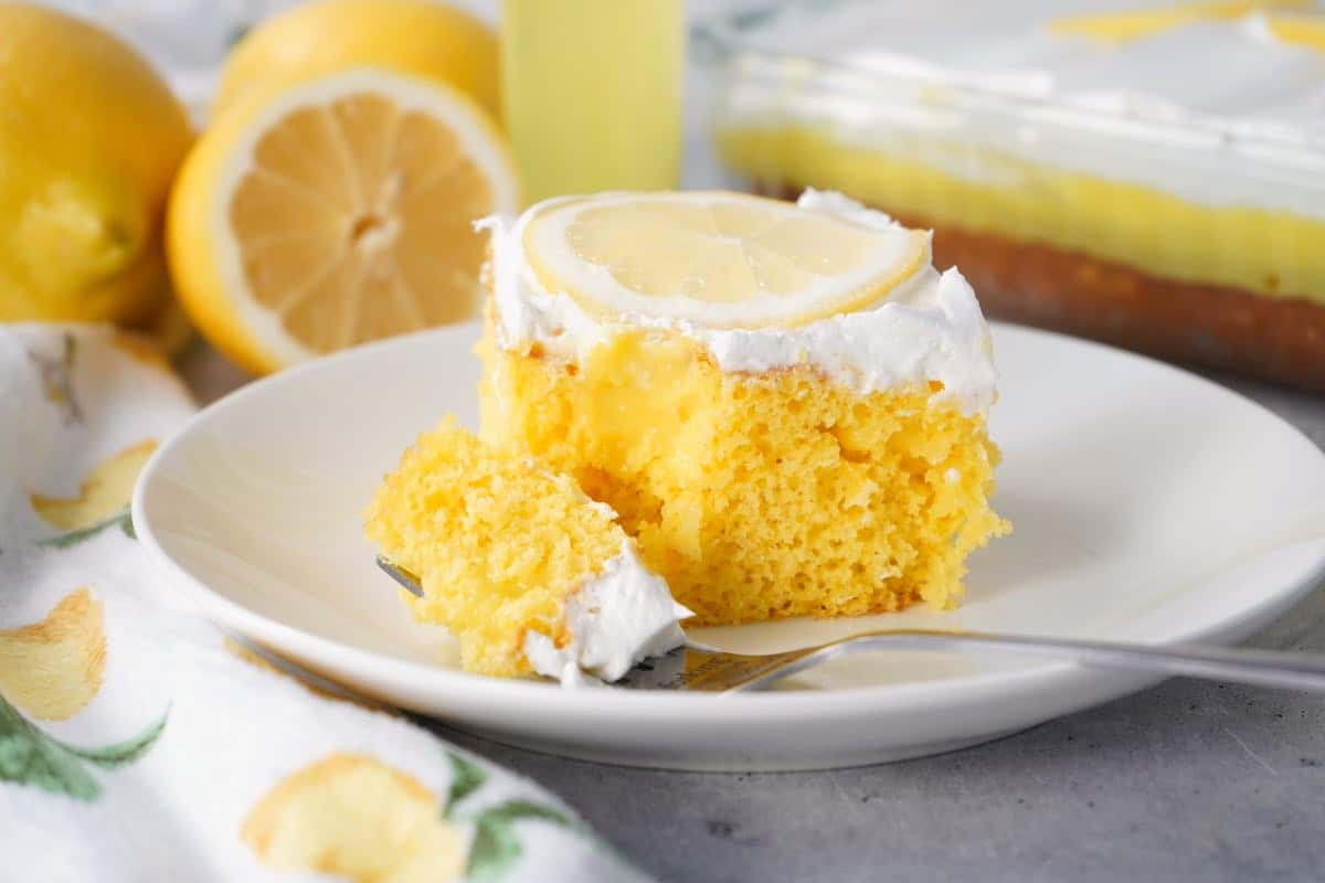 Limoncello Cake Feature Image with fork