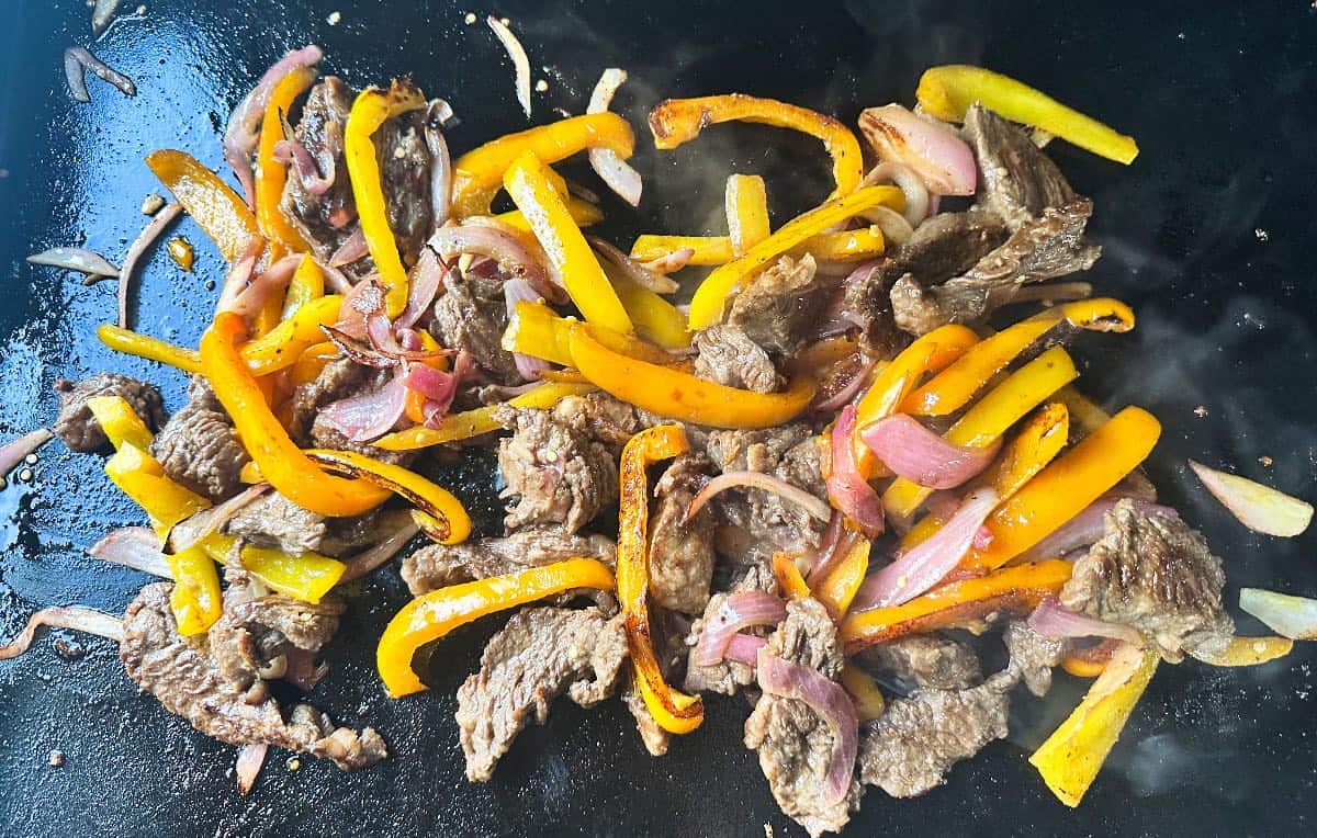 Fajita meat being cooked