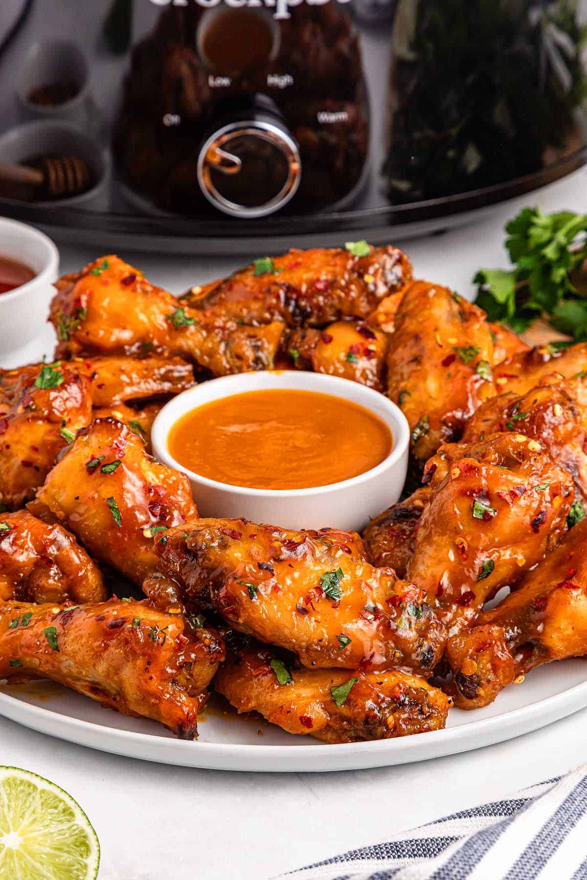 slow cooker hot honey chicken wings 