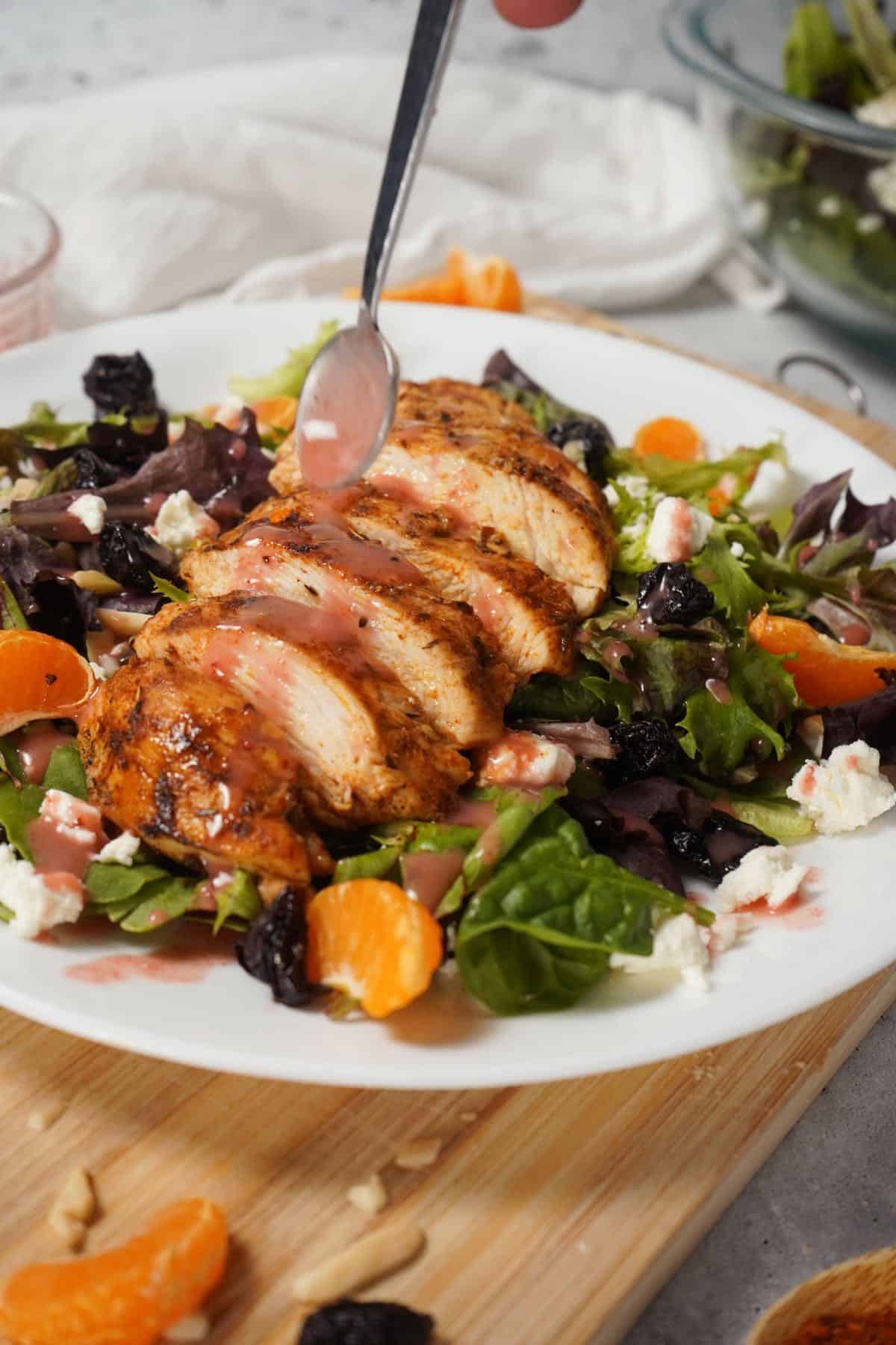 Blackened Chicken Salad -with raspberry vineagrette