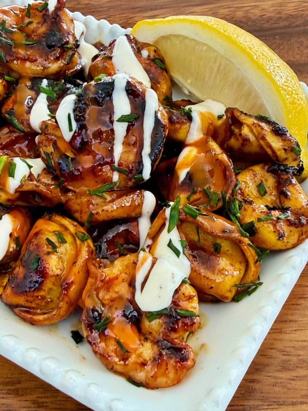 Blackstone Tortellini with hot honey buffalo shrimp