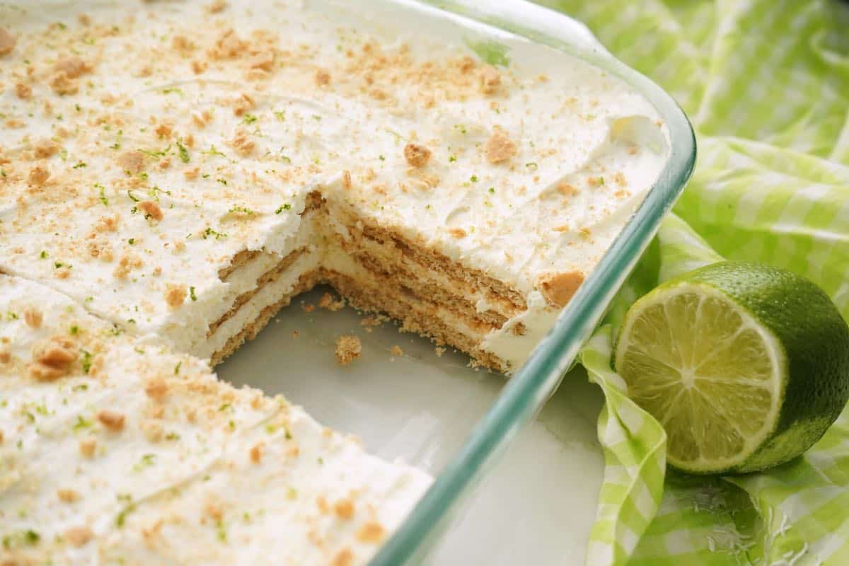 Key Lime pIe Eclair Cake after sliced