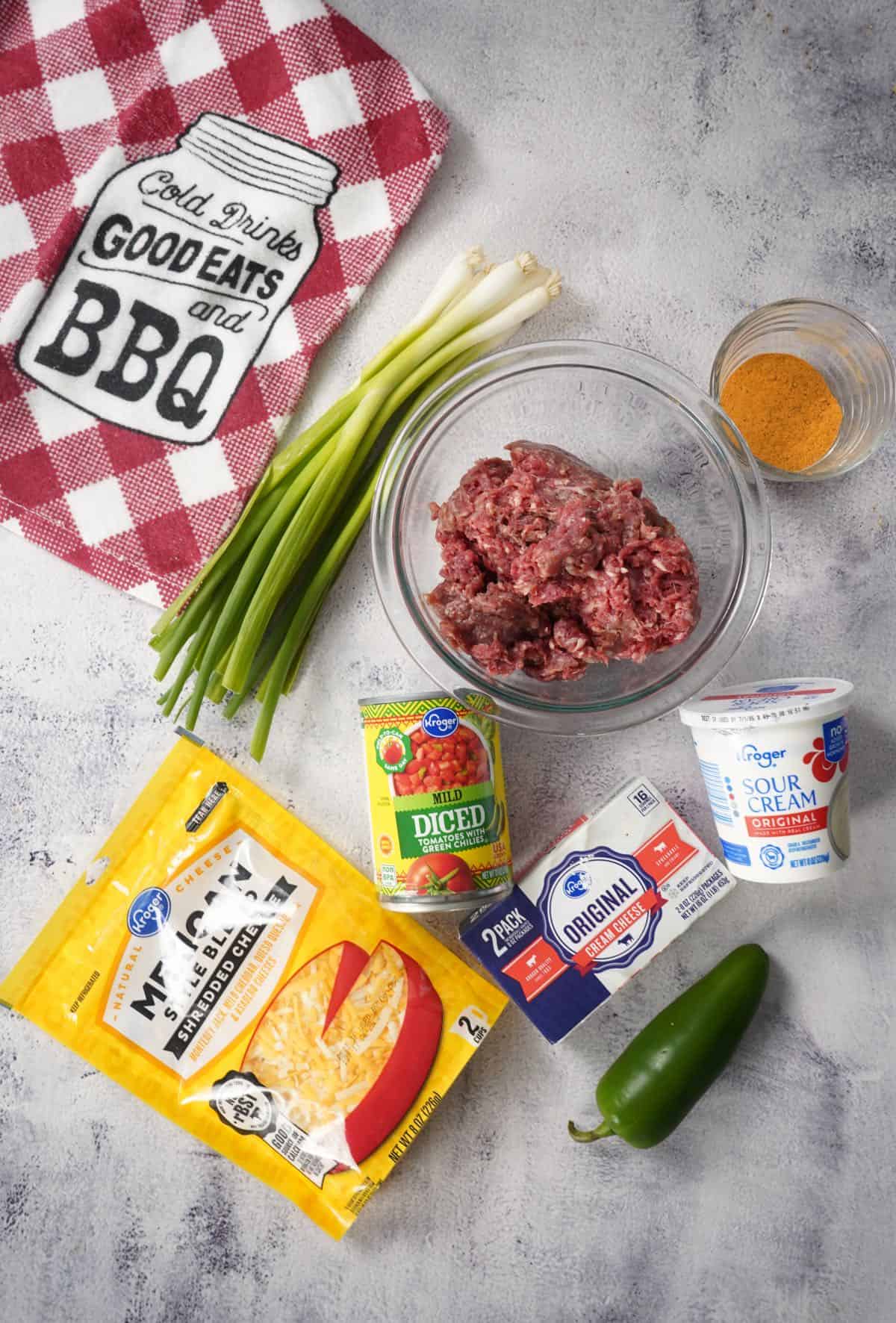 ingredients needed for smoked taco dip 