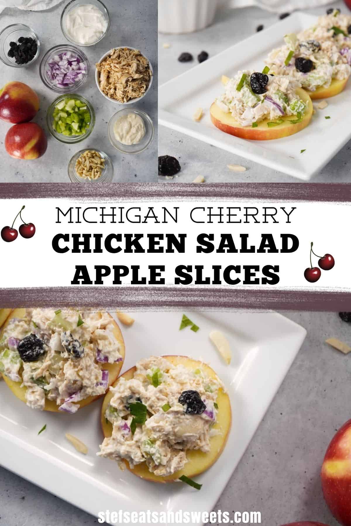 cherry chicken salad apple slice pin