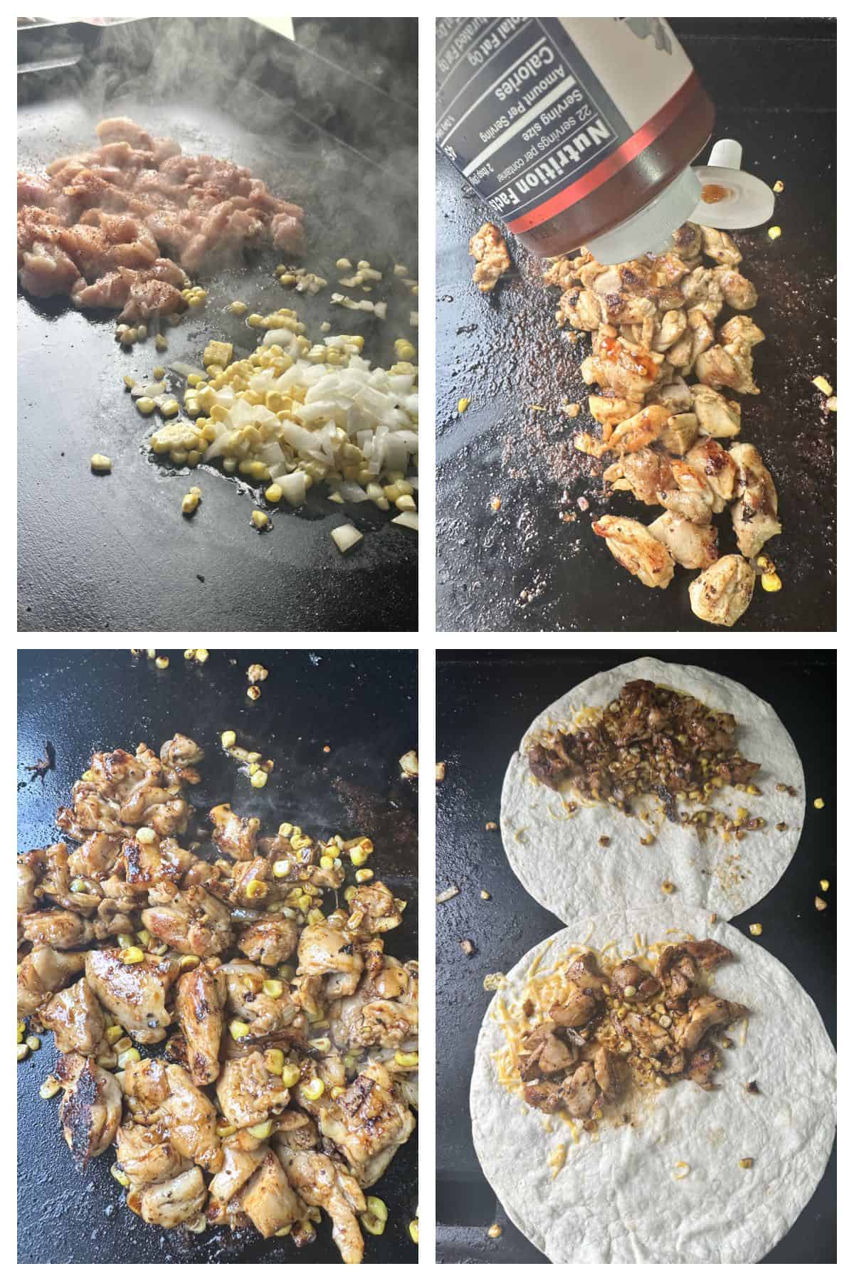 how to make bbq chicken quesadillas on the blackstone 