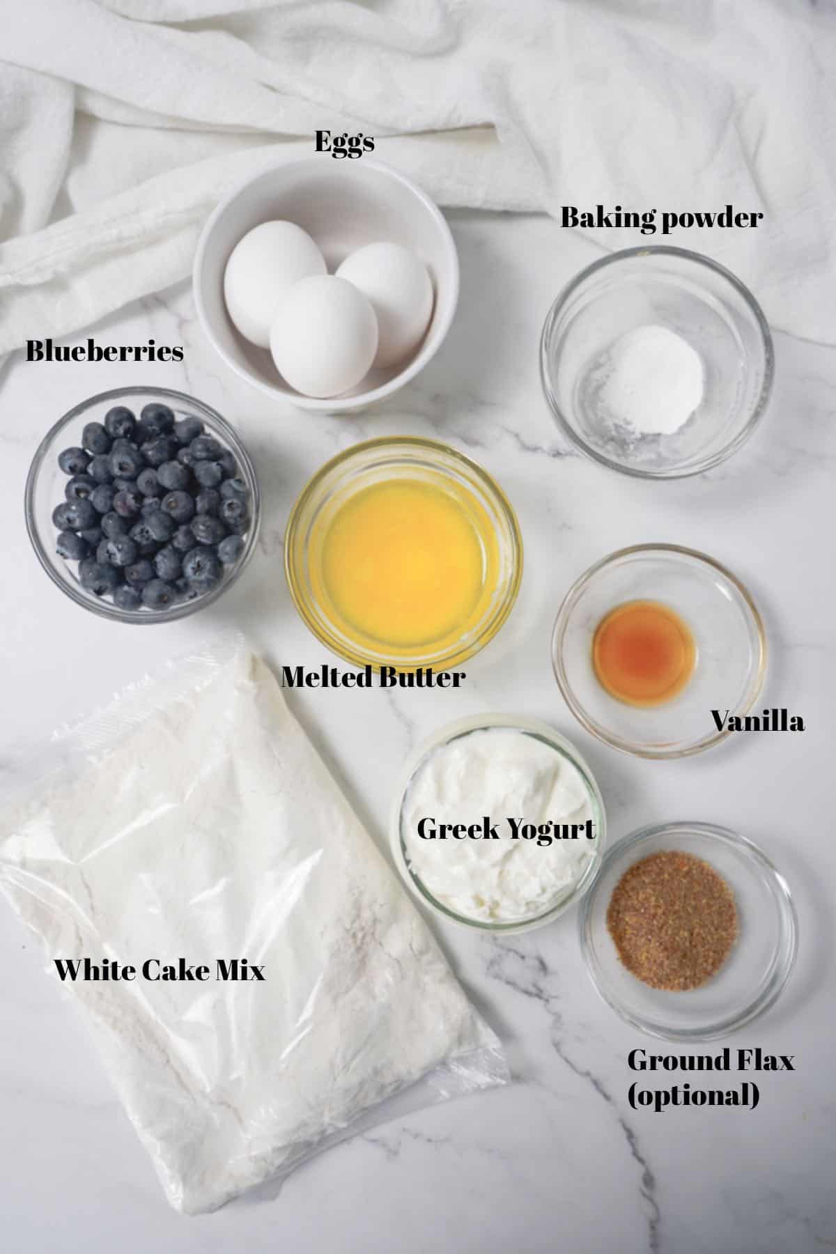 Blueberry Muffins ingrdients labeled
