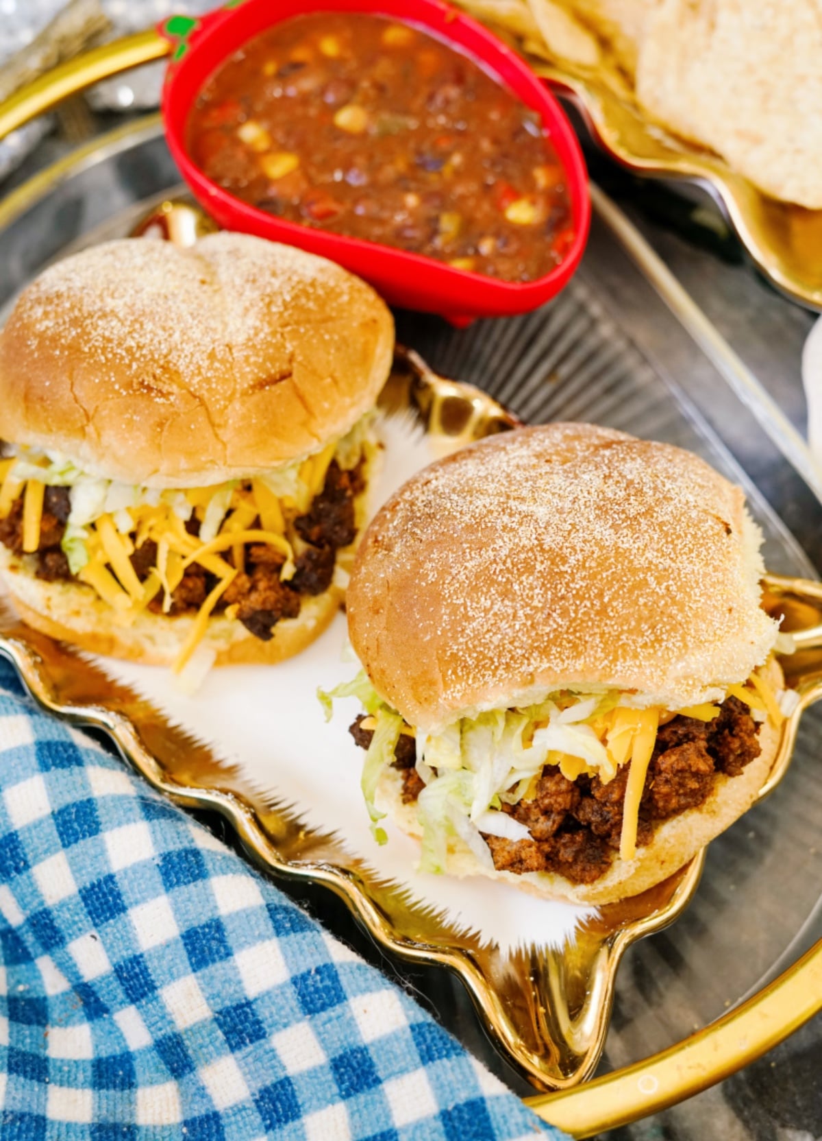 taco sloppy joes vertical close up